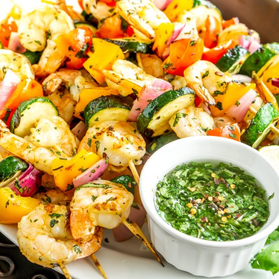 Grilled Shrimp & Veggie Skewers