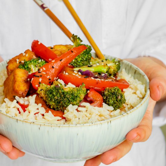 crispy tofu hoisin stir-fry