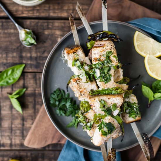 Grilled Swordfish w/ Herb Sauce