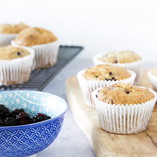 Wholemeal blackberry muffins