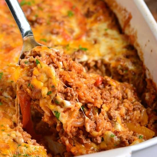 Beef Enchilada Rice Casserole