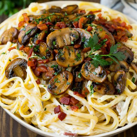 Mushroom Pasta with Bacon