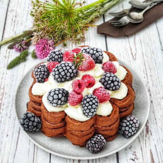 Schoko Waffeln mit Beeren