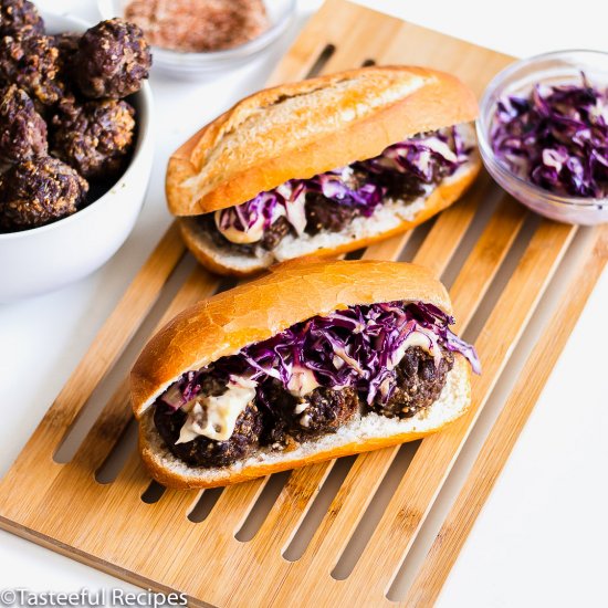 Jerk Beef Meatball Subs