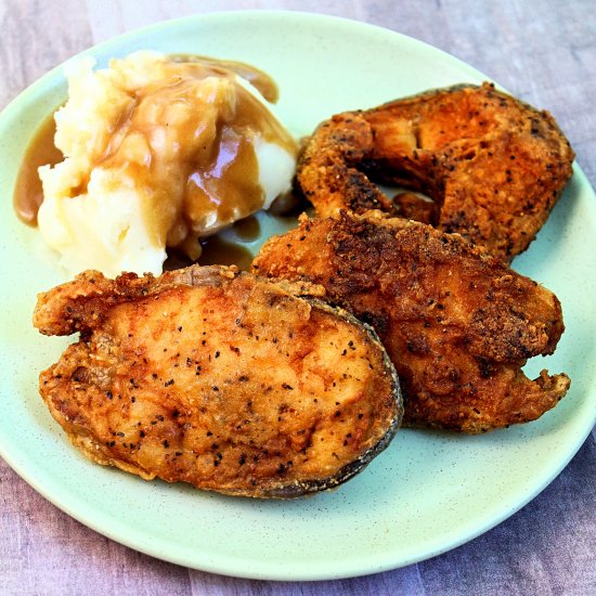 Crispy Deep-Fried Catfish steaks