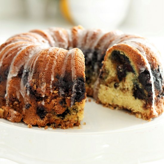 Blueberry Almond Cake w/Lemon Glaze