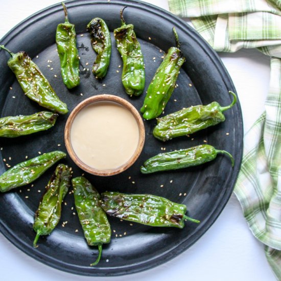 Grilled Sesame Shishito Peppers