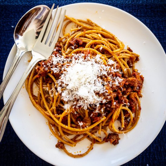 spicy italian sausage bolognese