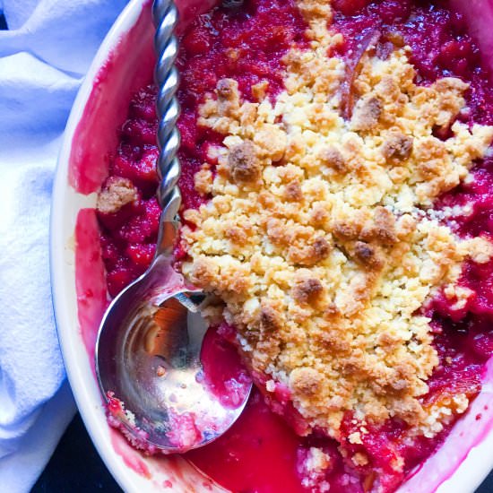 Nectarine, Plum & Raspberry Crumble