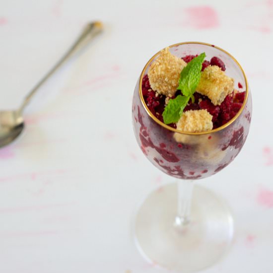 Berry Granita with Cheesecake Bites