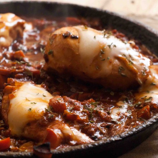 Cast Iron Chicken in tomato sauce