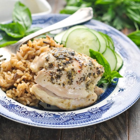 Dump-and-Bake Pesto Chicken