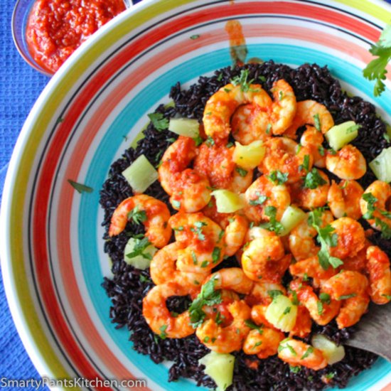 Harissa Shrimp with Black Rice