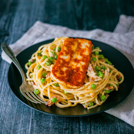 Loaded Carbonara w/ Fried Halloumi