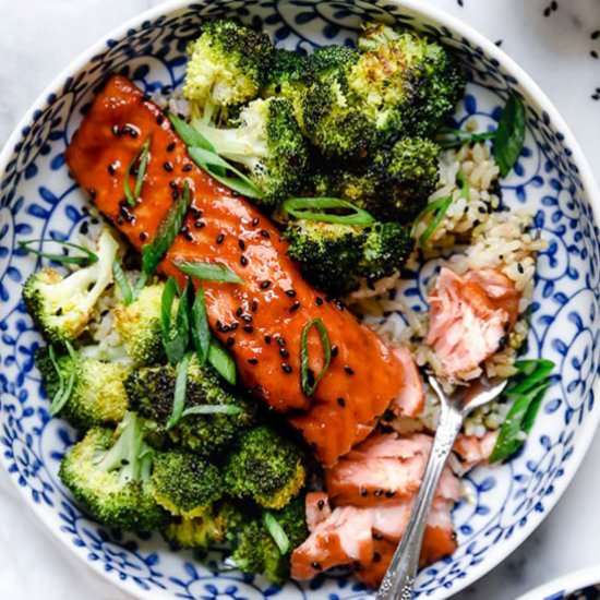 Air Fryer Salmon w/Maple Soy Glaze