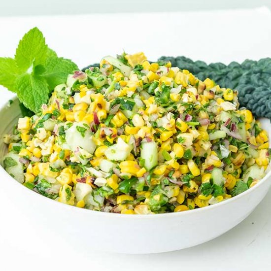 Grilled Corn Salad With Cucumber