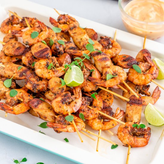 Shrimp and Sausage Skewers