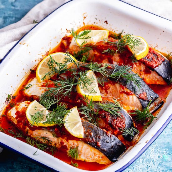 Harissa Roasted Salmon with Potato