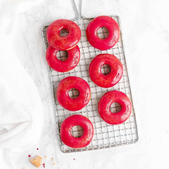 Vanilla Donuts + Raspberry Glaze