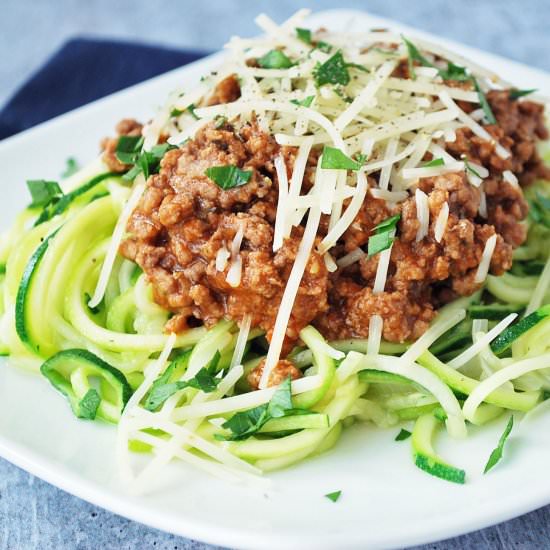 Zucchini Spaghetti with Bolognese