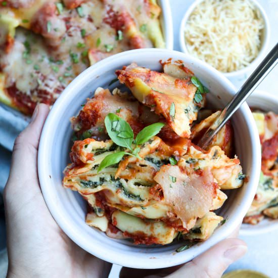 spinach & cheese ravioli bake