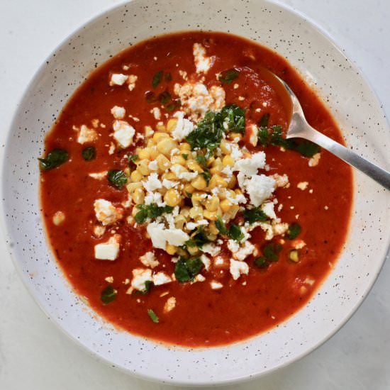 Roasted Red Pepper Soup with Feta