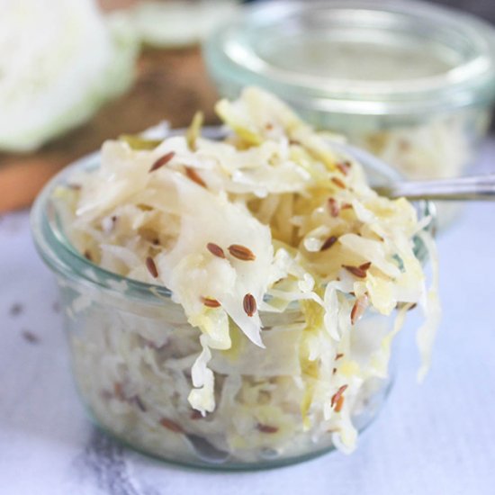 Homemade Sauerkraut in a Jar