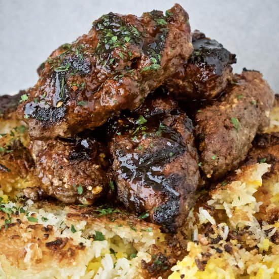 Beef Kefta Meatballs & Tahdig Rice