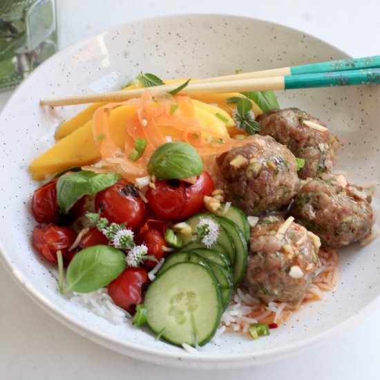 Sweet Chili Pork Meatball Bowls