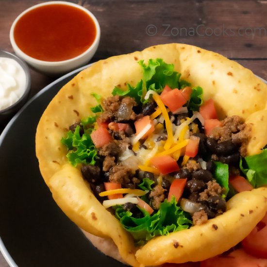 Taco Salad in Fried Tortilla Bowls