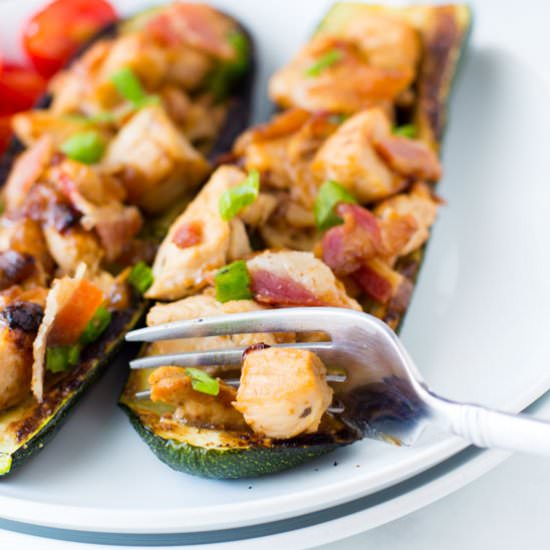 Chicken Bacon Ranch Zucchini Boats