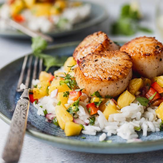 Seared Scallops with Coconut Rice