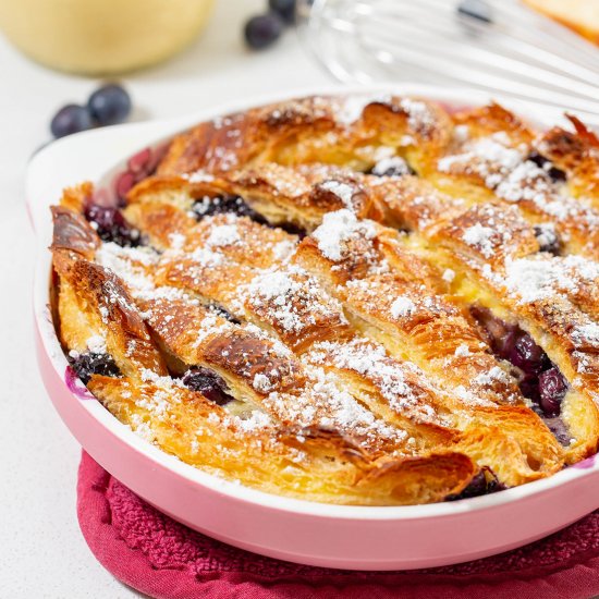 Blueberry Croissant Bread Pudding