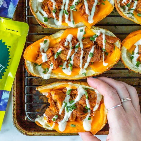 Loaded BBQ Jackfruit Potato Skins