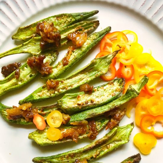 Crispy Okra with Bacon Jam