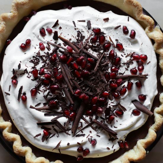 pomegranate chocolate cream pie