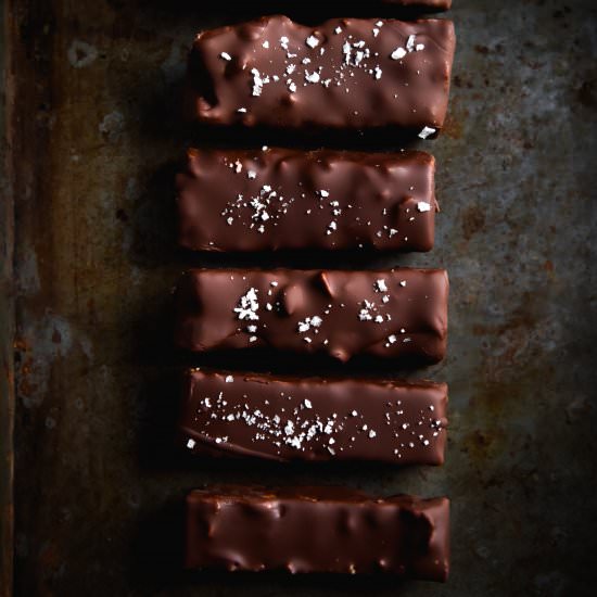 Chewy peanut and chocolate bars