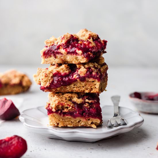 Vegan Plum and Maple Crumble Bars