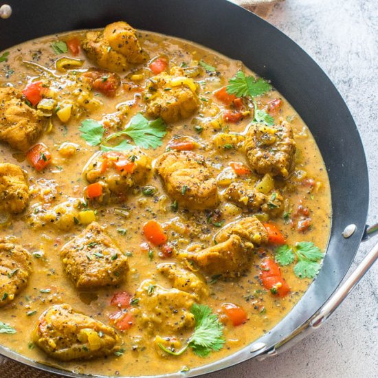 Caribbean style curry cod