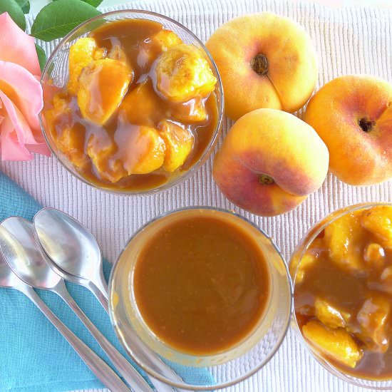 Peaches with Caramel Sauce