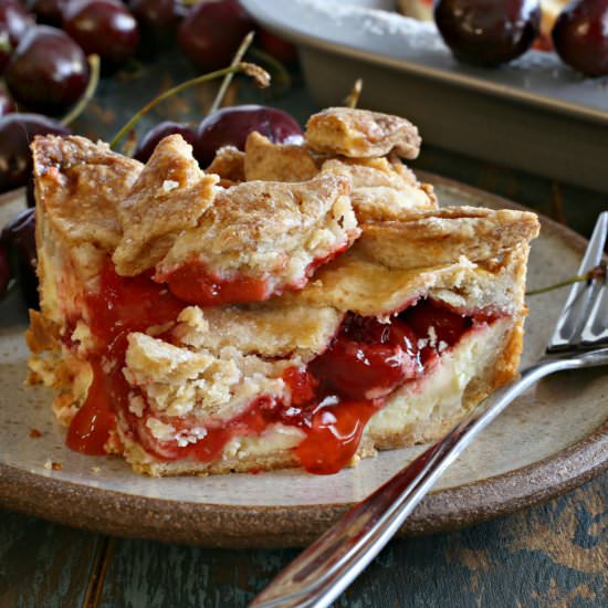 Cherry Cheesecake Linzer Slab Pie