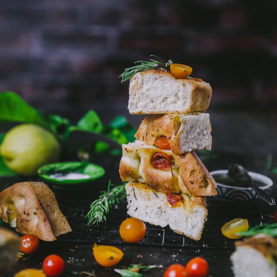 Focaccia Bread with Tomato Rosemary