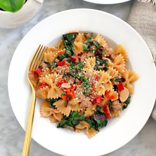 Farfalle with Sausage and Chard