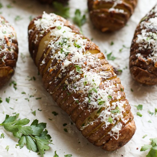 Garlic Parmesan Hasselback Potatoes