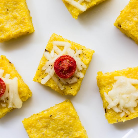 vegan cheesy polenta bites