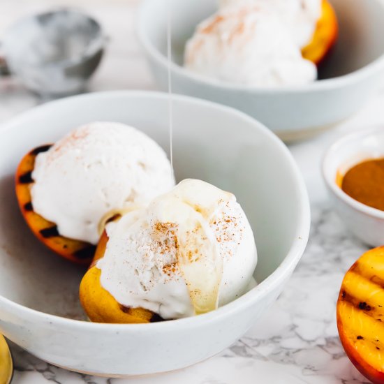 Grilled Peaches w/Coconut Ice Cream