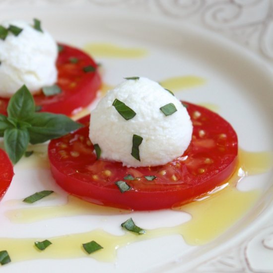 tomato, basil and ricotta appetizer