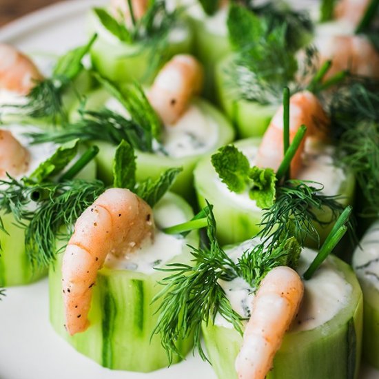 Cucumber Canapes with Shrimp