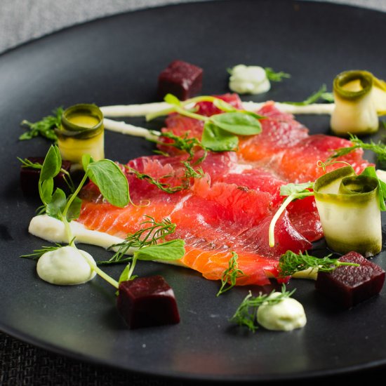 beetroot cured salmon