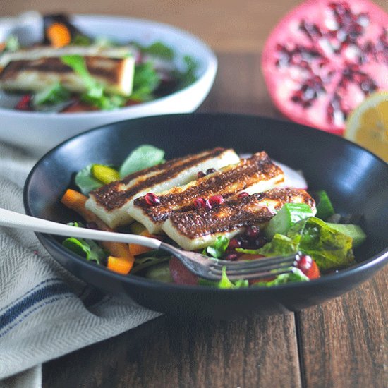 Grilled Haloumi Pomegranate Salad